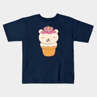 Kawaii Polar Bear Ice Cream Cone T-Shirt Kids T-Shirt